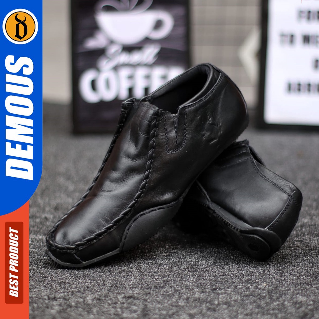 DEMOUS Fero - Sepatu Slip On Pria Casual Kerja Pria Kulit Asli