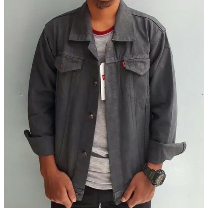 88Bq Jaket Levis Abu / Jaket Jeans Abu / Jaket Denim Abu Dqmm