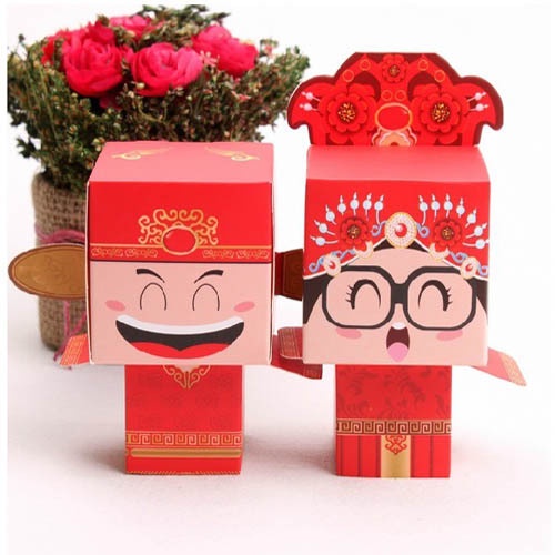 (2Pcs)KOTAK PERMEN IMUT PENGANTIN PRIA DAN WANITA SANGJIT / Wedding candy gift box teapai