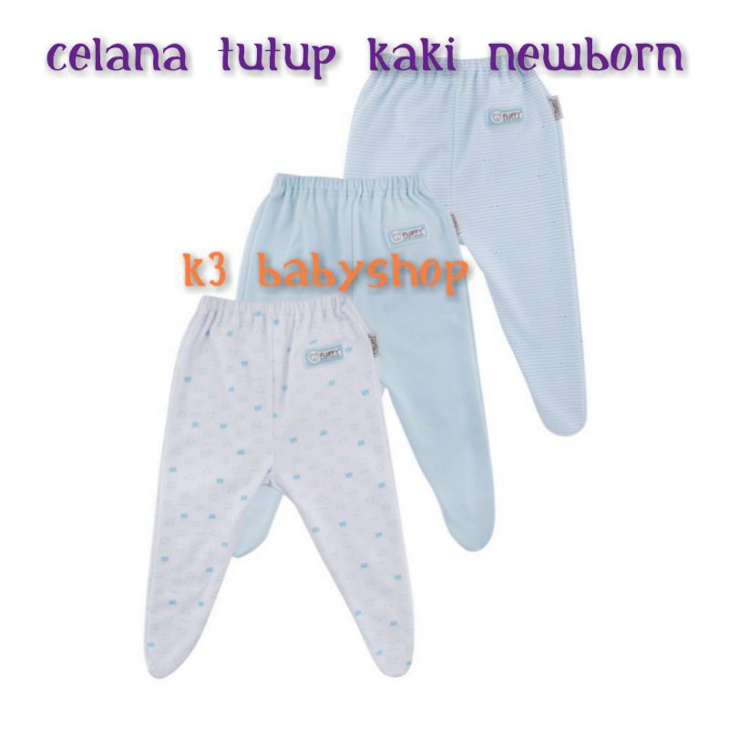 Fluffy Celana Panjang Rib Celana Tutup Kaki seri biru blue piyama celana tidur SNI