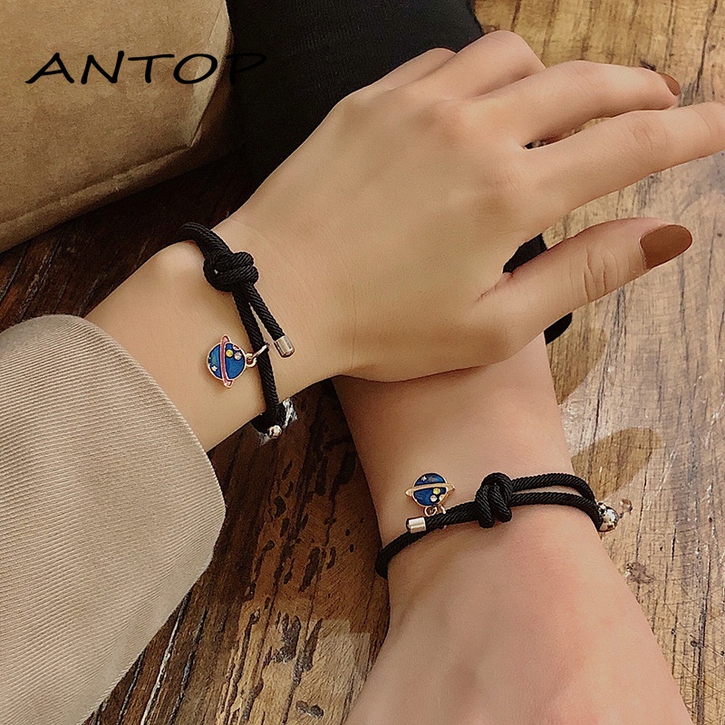 2 Pcs/(1 Pasang) Gelang Couple Magnet Gelang Tali Couple Magnet Attract Persahabatan Tangan Bracelets ANTOP