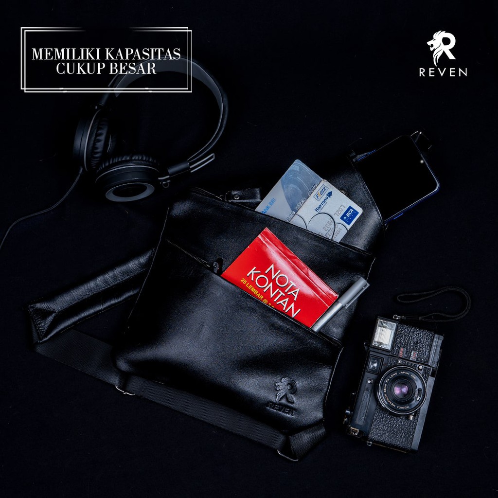 REVEN LEATHER Waistbag Pria / Waist bag Kulit Voyager Waist Bag
