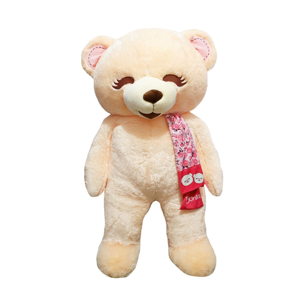 Boneka Beruang Super Jumbo STD Bonita Cream dengan syal 1.2 meter 1.5 meter bulu anti rontok premium gembul gendut gemas istana boneka