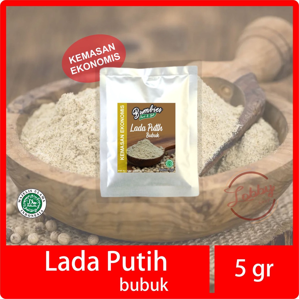 

Lada Putih Bubuk 5gram EKONOMIS Bumbies Product | Finely Ground White Pepper | Merica Putih