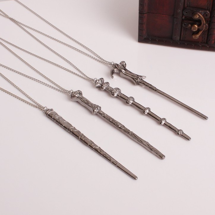 Kalung Desain Tongkat Sihir Harry Potter | Kalung Desain Tongkat Sihir | Gantungan Kunci C028 | Aksesoris Pria Dan Wanita | Kalung Rantai Dengan Liontin Bunga Untuk Wanita | Aksesoris Bahan Stainless Steel