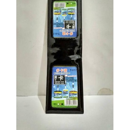 

New - Name tag id card saku kulit hitam glossy kwalitas 愛