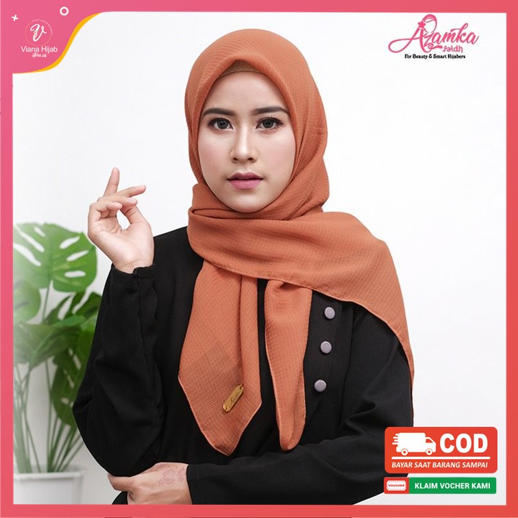 Kerudung Segi Empat Kiara Scarf By Azamka Hijab Square Bahan Voal Wafle Premium