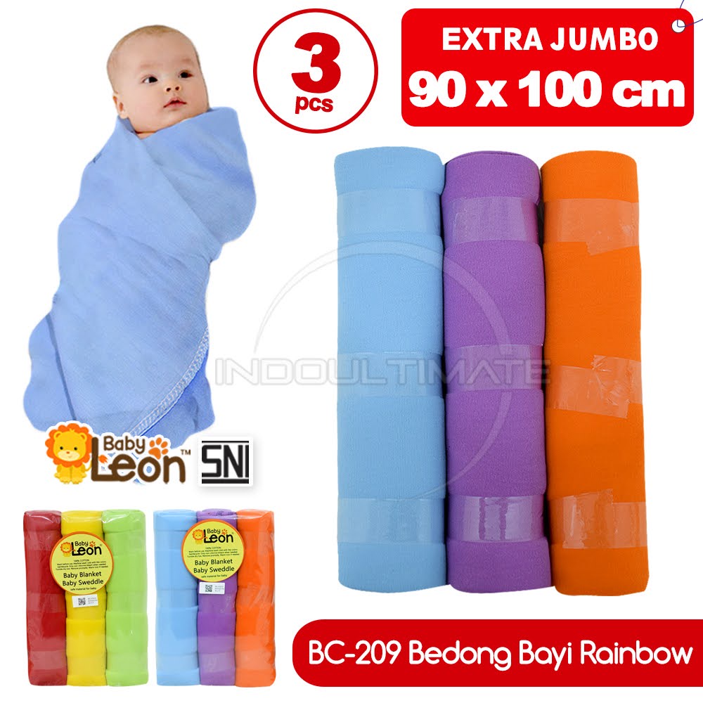 3Pcs BABY LEON (PREMIUM SNI) BABY STAR (STANDARD) Bedong Bayi Rainbow Pastel BC-209-3 (100x90 cm) Bedong Bayi Baru Lahir Model Terbaru Bedong Bayi Jumbo Pelangi Selimut Bayi Kain Pernel Bayi Warna Pelangi Alas Tidur Bayi Perlengkapan Bayi Baru Lahir