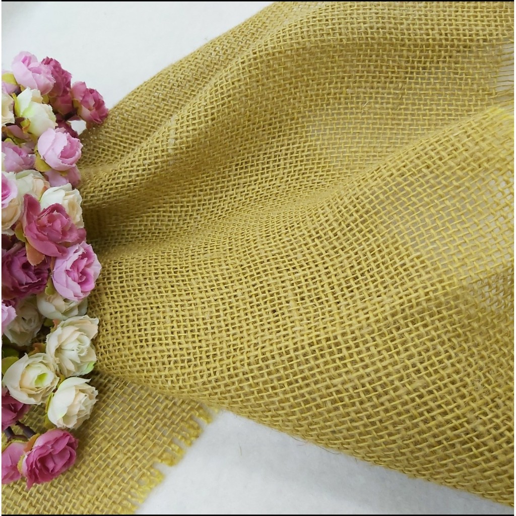 Kain Goni Kuning - Potongan - ☆Lebar 50cm☆ | Burlap Natural Yellow | Kain Kerajinan / Craft | Jute