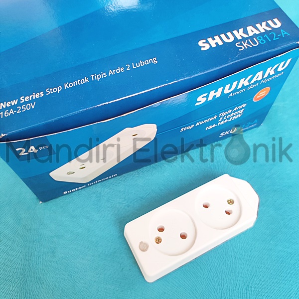 Stopkontak Tipis 2 Lubang Shukaku SKU812A dengan Lampu Indikator SKU-812A - Stop Kontak Tipis 2 Lubang SKU 812A