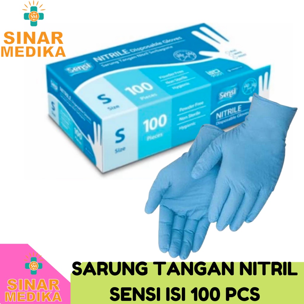 SARUNG TANGAN SENSI NITRIL  POWDER FREE . HANDSCHOEN NITRILE GLOVES