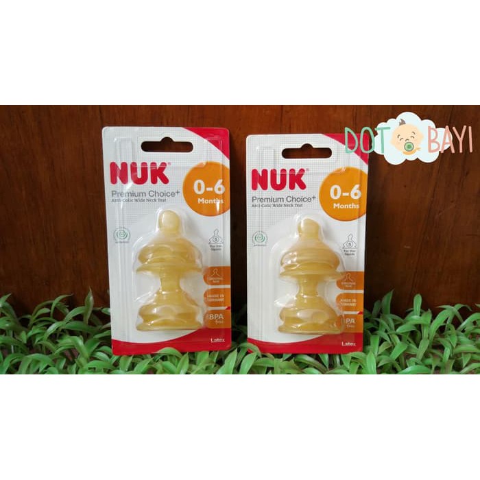 BEST COLLECTION Dot Yellow Latex Susu Bayi Premium Wide Neck NUK 0-6 months/bulan Uk S THESELLER