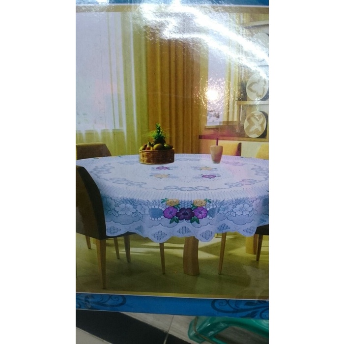 Taplak Meja Makan - Taplak Meja Makan Polyester Bulat 6/8 Kursi