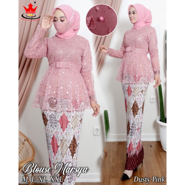 ADE> REALPICT SET KEBAYA MARSYA / KEBAYA TULLE BORDIR / OUTFIT KEBAYA PESTA / KEBAYA WISUDA MODERN-Dusty