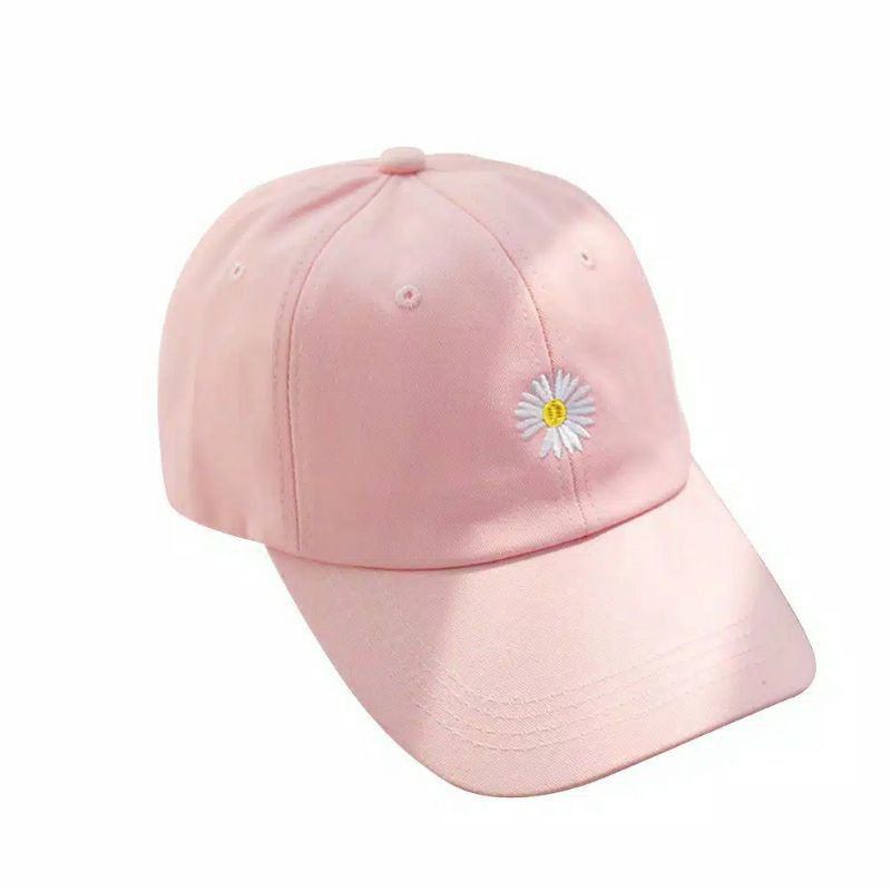 Topi Baseball Motif Bunga Daisy Kecil Gaya Hip Hop Untuk Wanita / Topi-1