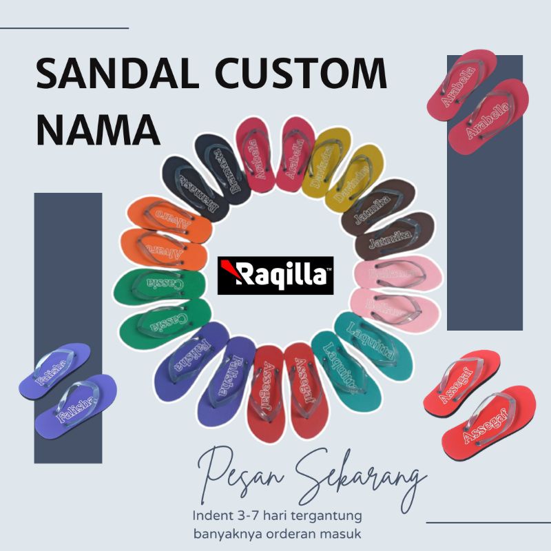 RAQILLA SHOP - SANDAL JEPIT NAMA CUSTOM NEW DESIGN SANDAL CUSTOM NAMA BEBAS