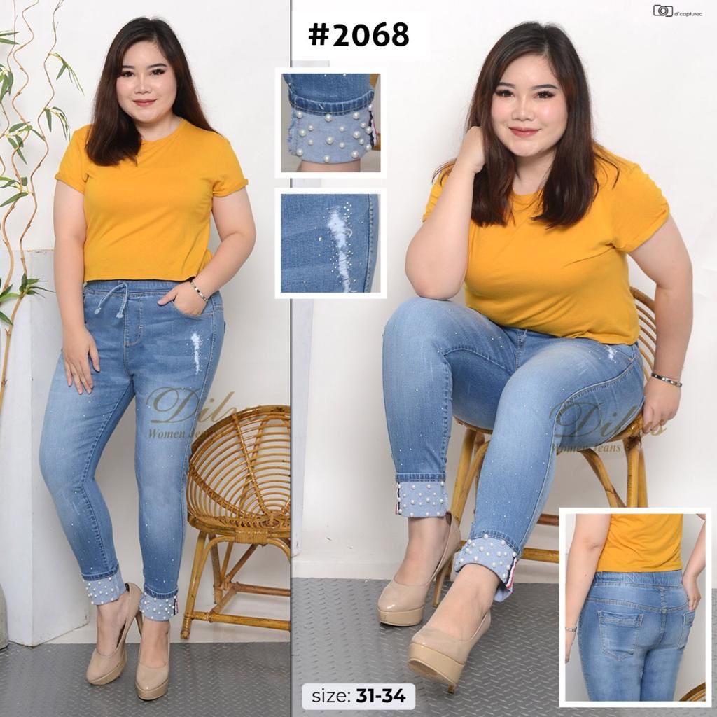 RTC / CELANA LEGGING JEANS WANITA JUMBO 31-34 / LEGGING JEANS MODEL STIK BALIK MUTIARA / SOFTJEANS