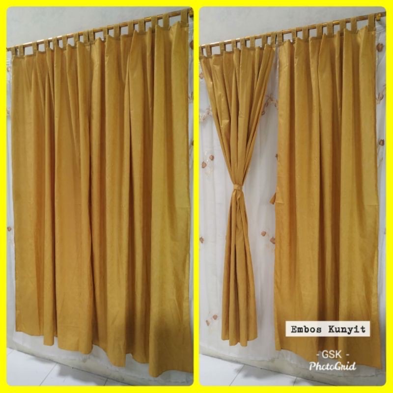 [ PINTU DAN JENDELA ] GORDEN TALI + PONI MOTIF EMBOS / EMBOSS/ POLOS KUNING GOLD MUSTARD