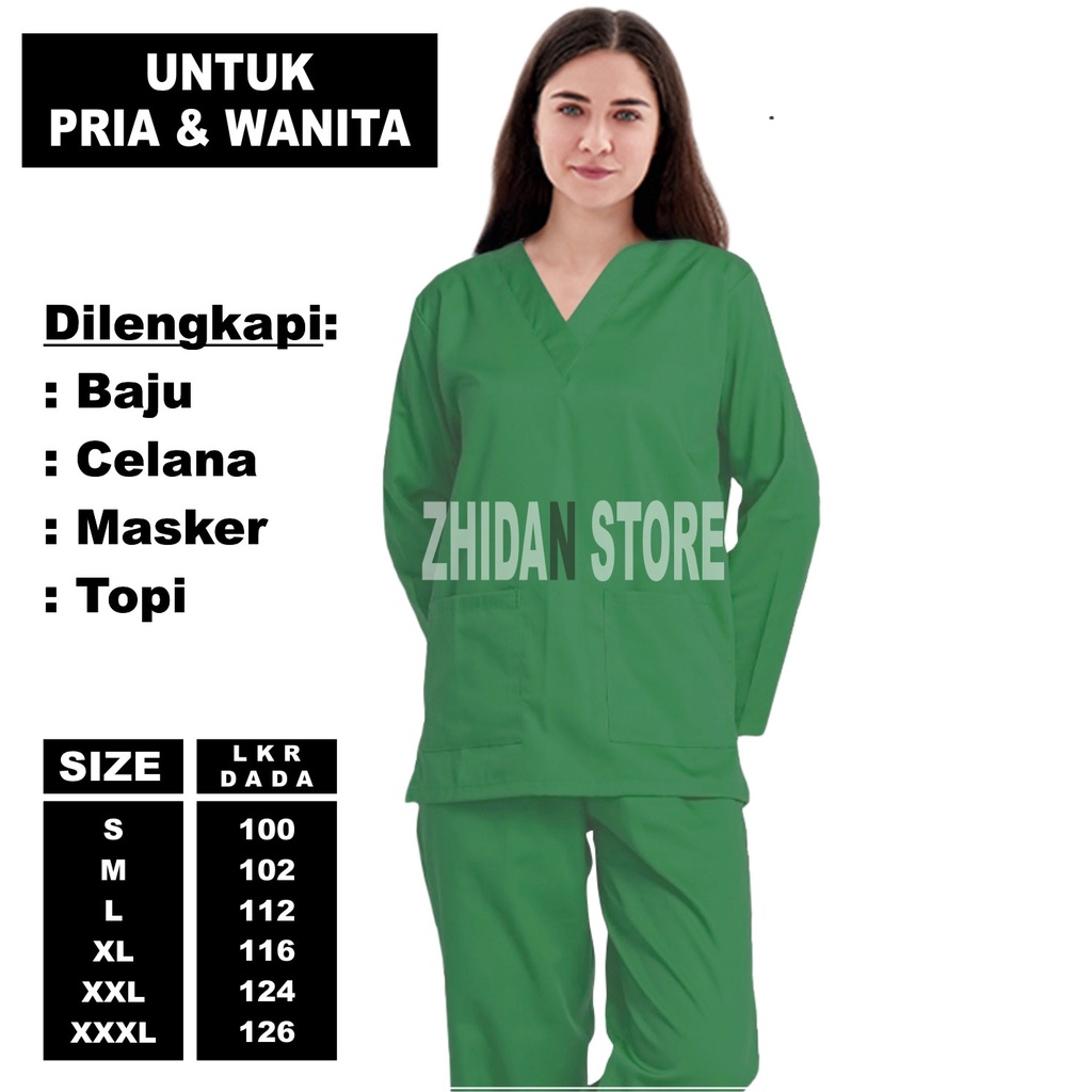 Baju Oka Medis Lengan Panjang / Baju Oka Medis Terbaru / Baju Ok / Baju Scrub / Baju Perawat Lengan 
