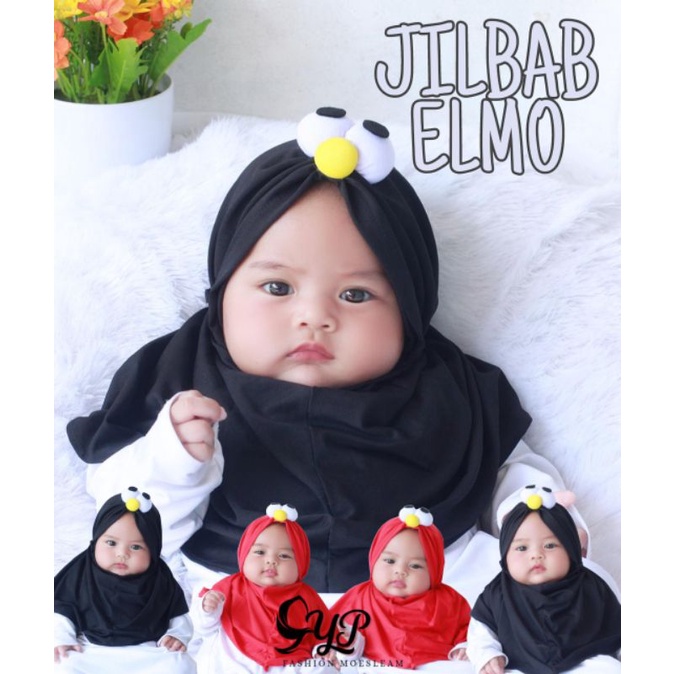 Jilbab anak bayi elmo/emoticon usia 0-3 Tahun / HIJAB BABY