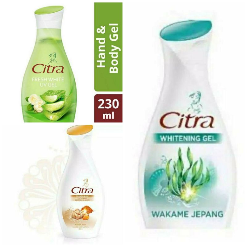 Hand Body Citra Golden Glow Mangir Jawa & Whitening GEL & LIDAH BUAYA 230ML