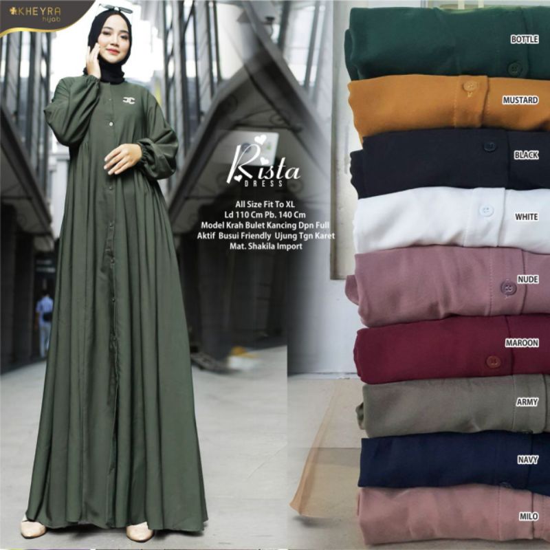 RISTA DESS//DRESS WANITA//DRESS MUSLIM//DRESS DAILY//GAMIS WANITA//GAMIS MUSLIM//GAMIS DAILY ORI BY 