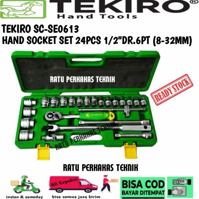 KUNCI SOK SET TEKIRO 24 PCS 8 - 32 MM 1/2" 6PT ORIGINAL PROMO SOCK --NEW--