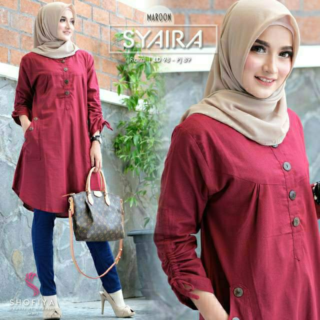 Syaira Original Lts By Shofiya Atasan Tunik Polos Material Katun Premium