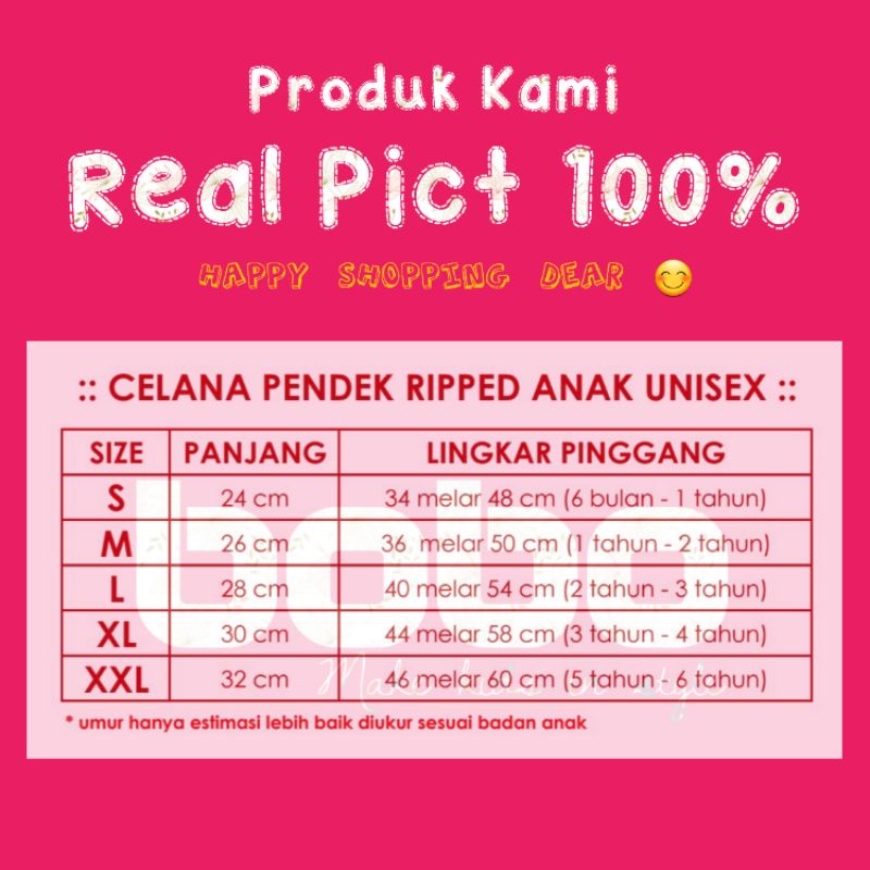 RIPPED JEANS ANAK CELANA PENDEK UNISEX