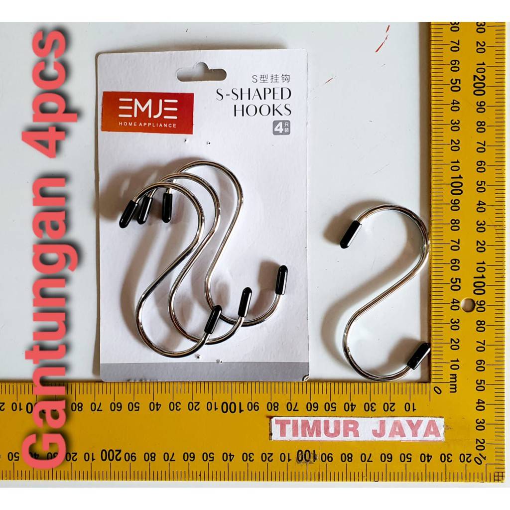 Gantungan Stainless Tipe S isi 4pc/set serbaguna 9 cm EMJE