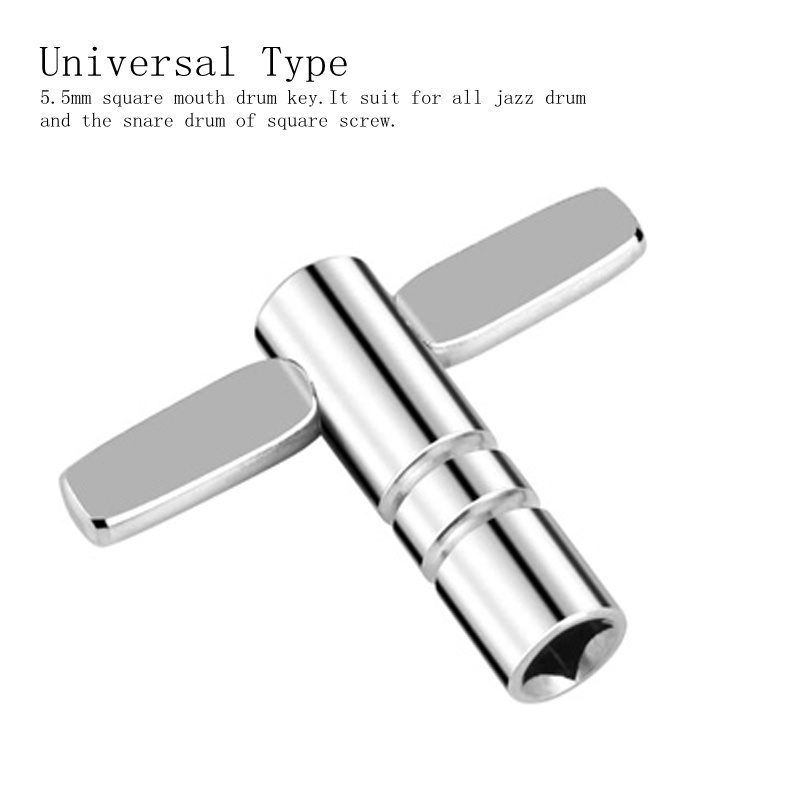 4 Pcs / lot Kunci Kepala Drum Dengan 3 Pcs Alat Penyetem Bentuk T Mulut Persegi 5.5mm Universal 1pc Z