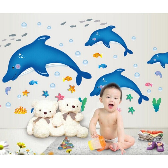 RELIZA WALLSTICKER IKAN FISH LUMBA LUMBA DOLPHIN KAMAR MANDI WALL STICKER DINDING AY9168