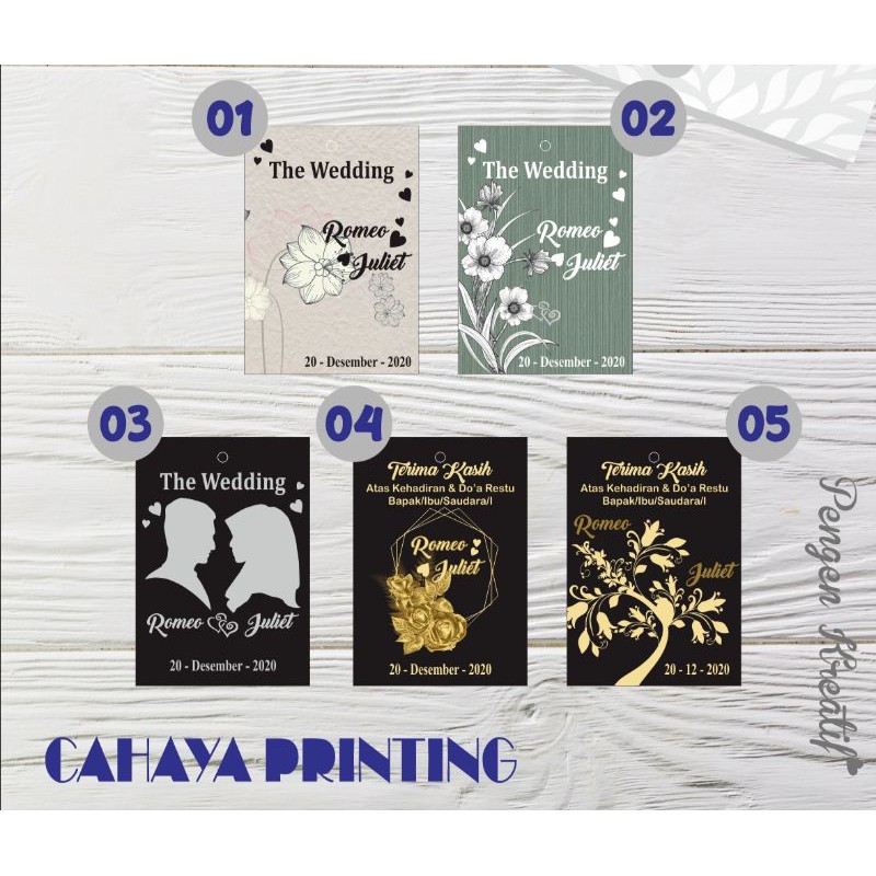 Kartu ucapan terimakasih souvenir custom untuk pernikahan