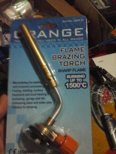 Orange Flame Brazing Torch Kepala Korek Las Tabung Gas Kuningan 1300c