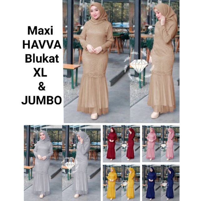 Pakaian Muslim Wanita Murah Kekinian/Maxi HAVVA Size L Dan XL/Matt Brokat Glitter Mix Tille Tutu