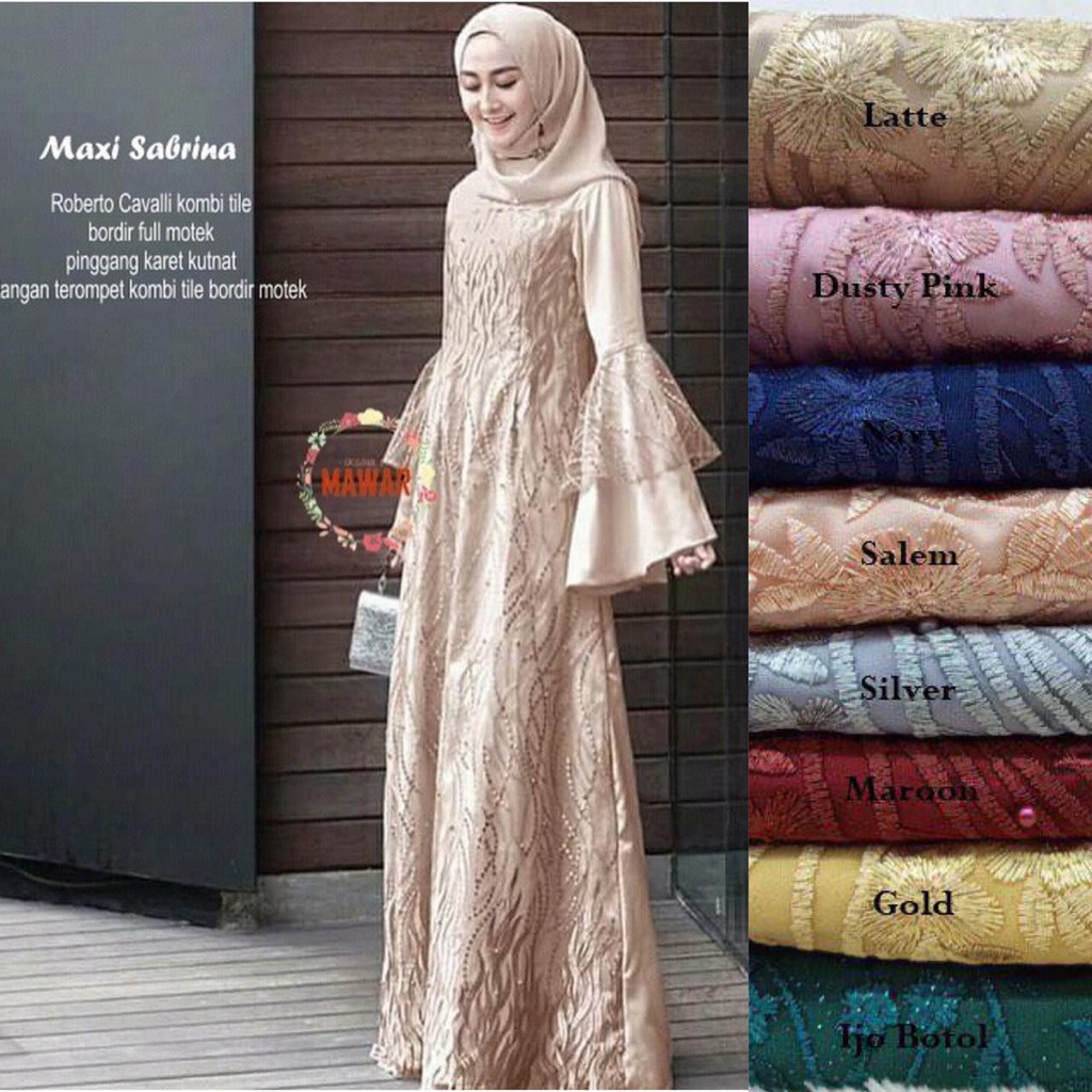 MAWAR Sabrina Maxi Dress brokat bridal tile mewah cantik terbaru fashion kebaya modern kekinian