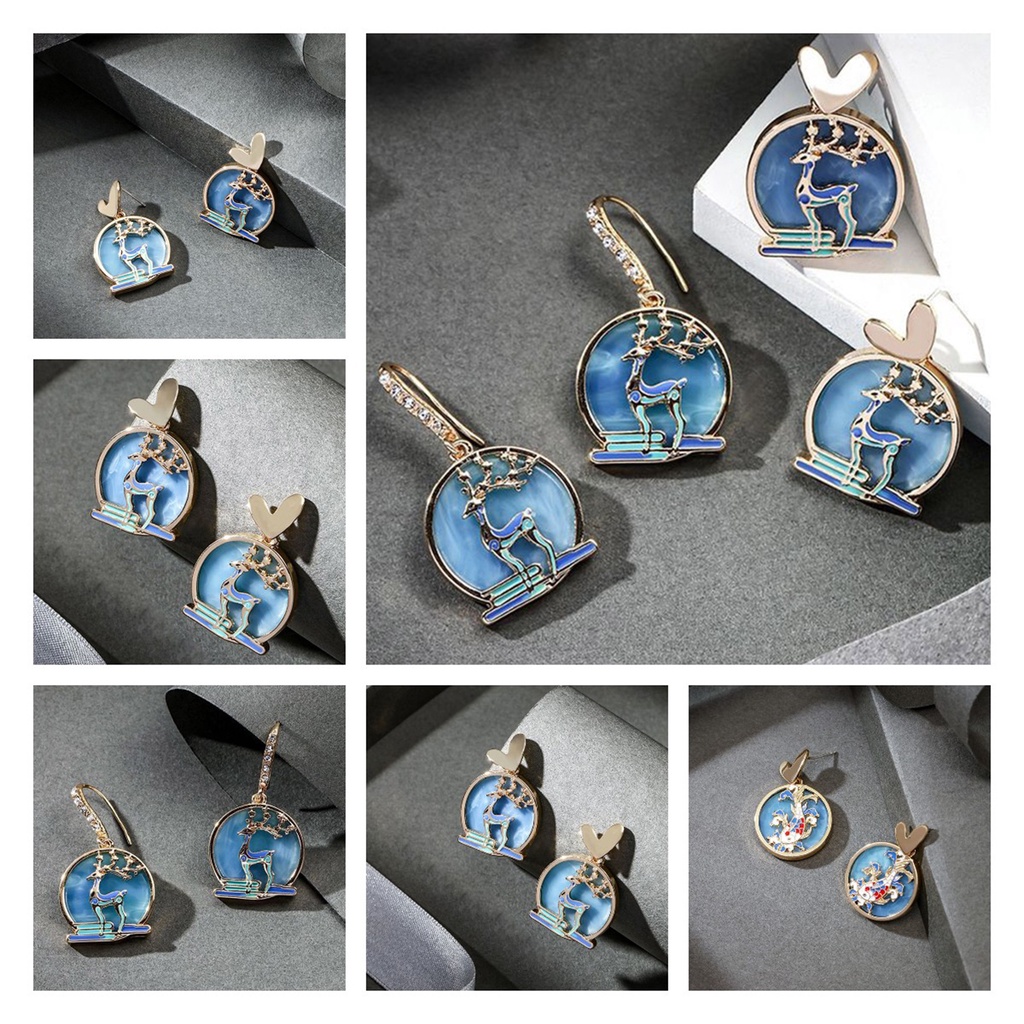 Hu Hu Hu Hu Hu Alat Bantu Pasang Kacamata♡ 1 Pasang Anting Kait Bahan Metal Motif Ikan Gaya China Untuk Wanita