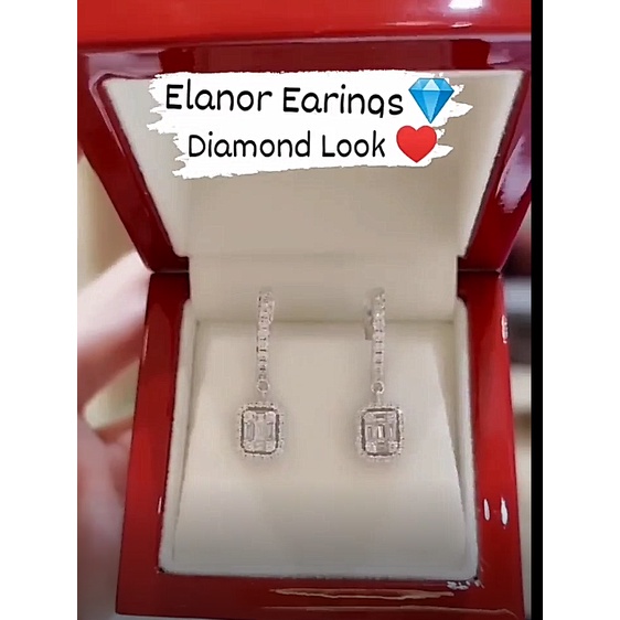 Anting Giwang Square diamond zircon titanium Berlian Emas Earring