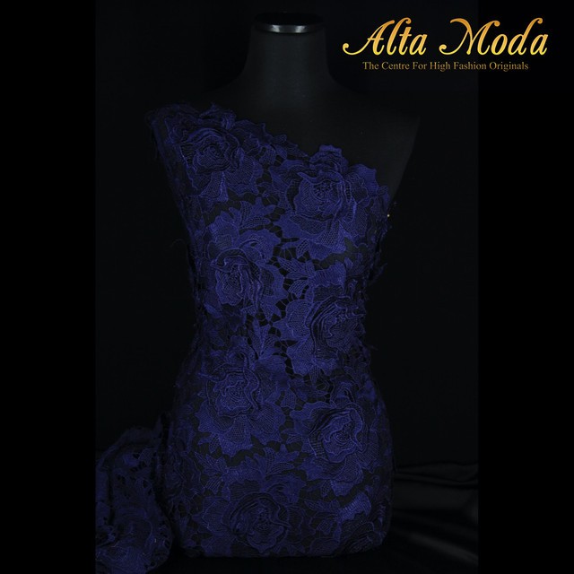 

Alta Moda Brokat Prada Mawar 3D Renda Biru Dongker/Navy