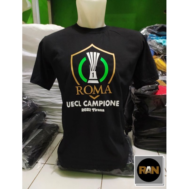 Baju T-shirt Kaos ROMA UECL CAMPIONE 2022 Tirana l Kaos AS Roma Juara UEFA Conference League l Kaos 
