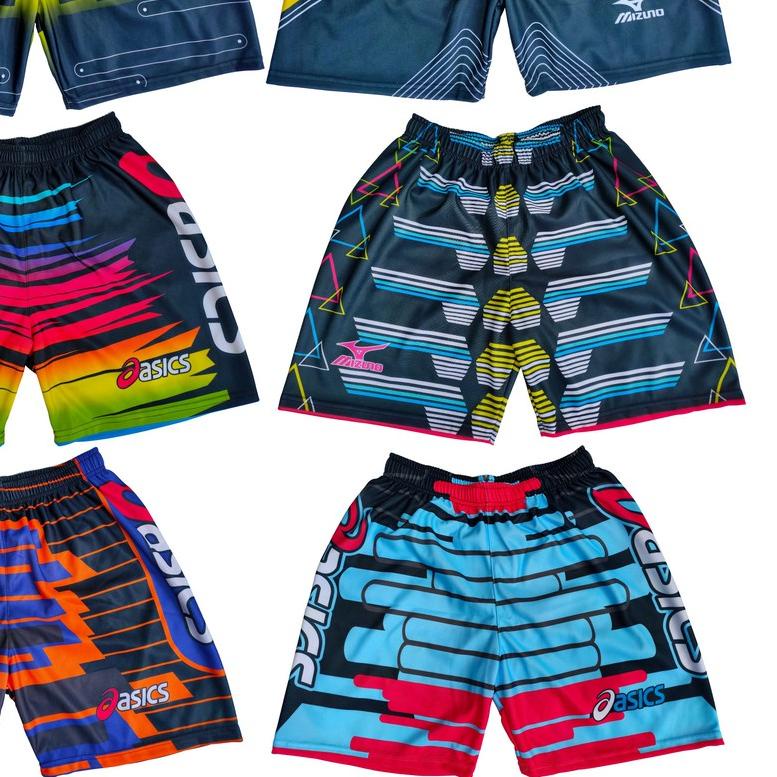 celana voli full printing logo mizuno asic kolor badminton
