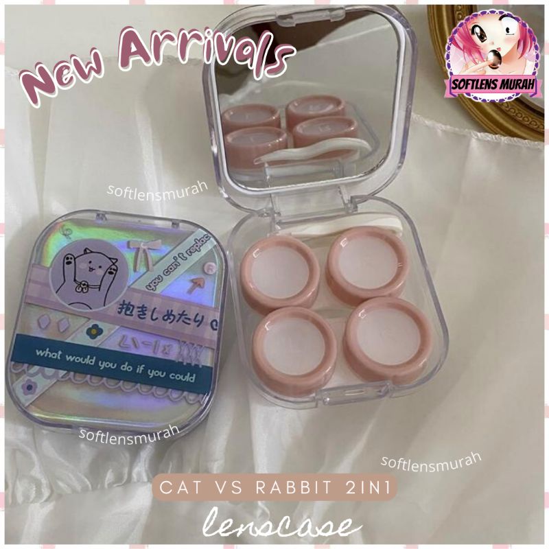 Cat Vs Rabbit 2in1 Case tempat softlens kotak softlens lensa kontak softlens case isi 2 lucu