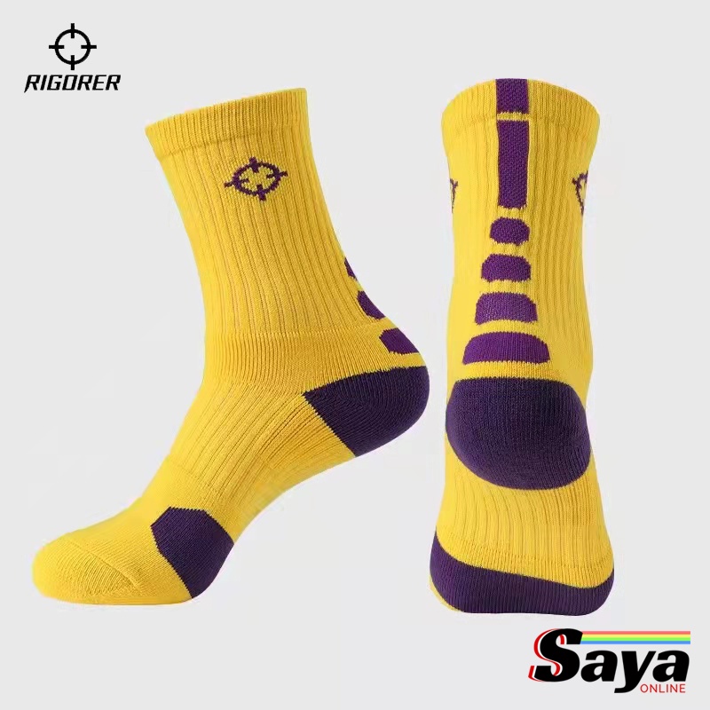 RIGORER Kaos kaki olahraga, basket, badminton, running (tebal &amp; adem) LAKERS ungu