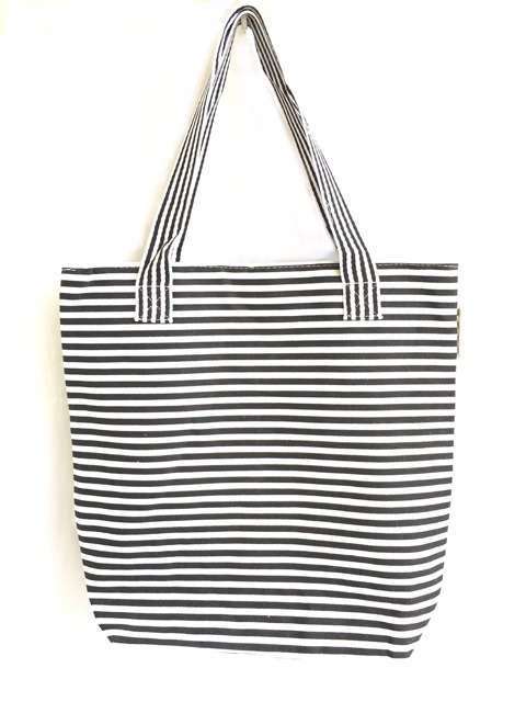 Totebag kanvas salur wanita fashion korea import