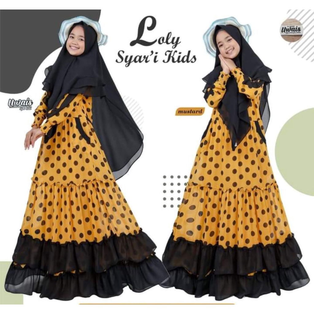 LANGSUNG KIRIM syari anak REMPEL tanggung 11-14 tahun monalisa poladot krudung ceruty khimar 2 layer/ BESELLER