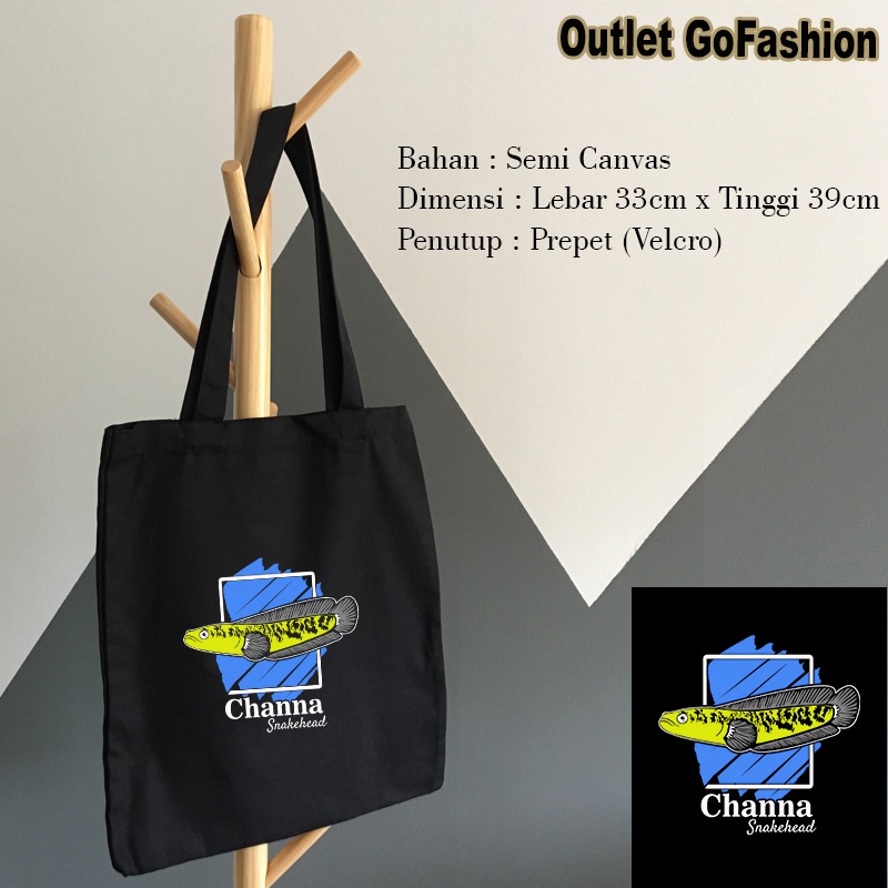 Tas Totebag Channa Snakehead The Predator Fish Species Desain Gambar Ikan Gabus Unik Keren Distro CO