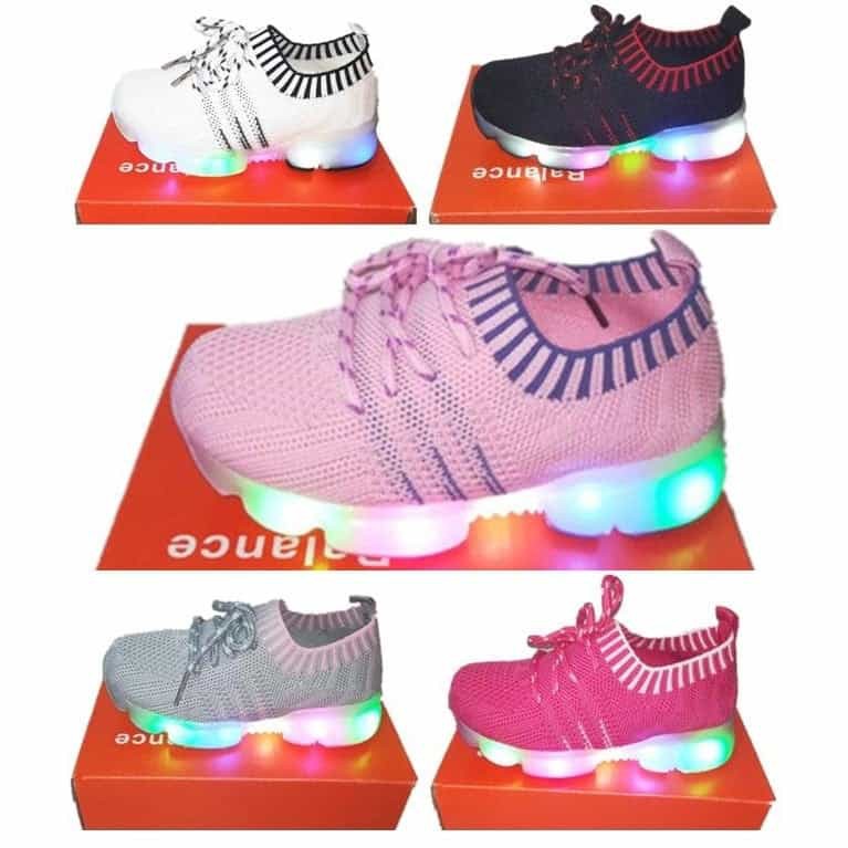 FASHION ANAK  SEPATU  LAMPU ANAK  YEZI RAJUT LINE SEPATU  