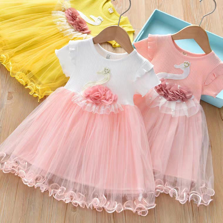 LittleAaron DRESS IMPORT QUEEN SWAN 813 EBV Baju Dress Anak Perempuan Import