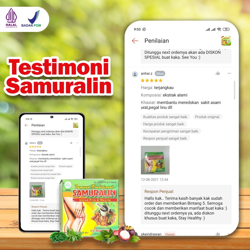 Samuralin - Obat Herbal Nyeri Sendi Asam Urat Pegal Linu Reumatik Sakit Pinggang Punggung Jamu Encok