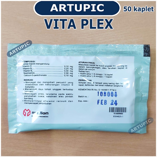 Vita Plex SACHET isi 50 Kaplet vitamin B kompleks Vitaplex unggas daya tahan tubuh ayam